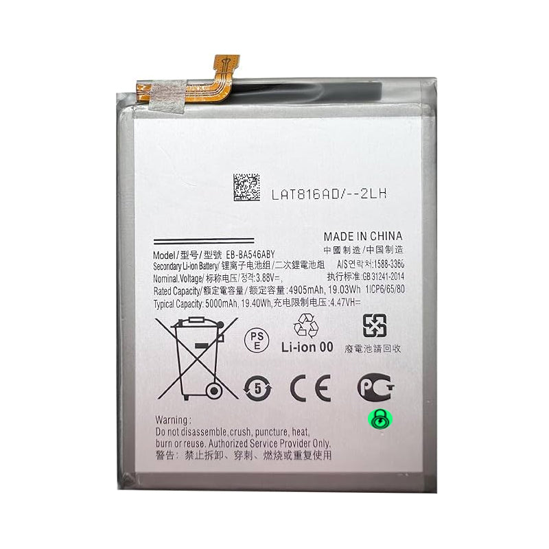 Batterie de remplacement compatible avec Samsung Galaxy A24, A245, A34, A346, A54, A546 (EB-BA546ABY) (certifiée)