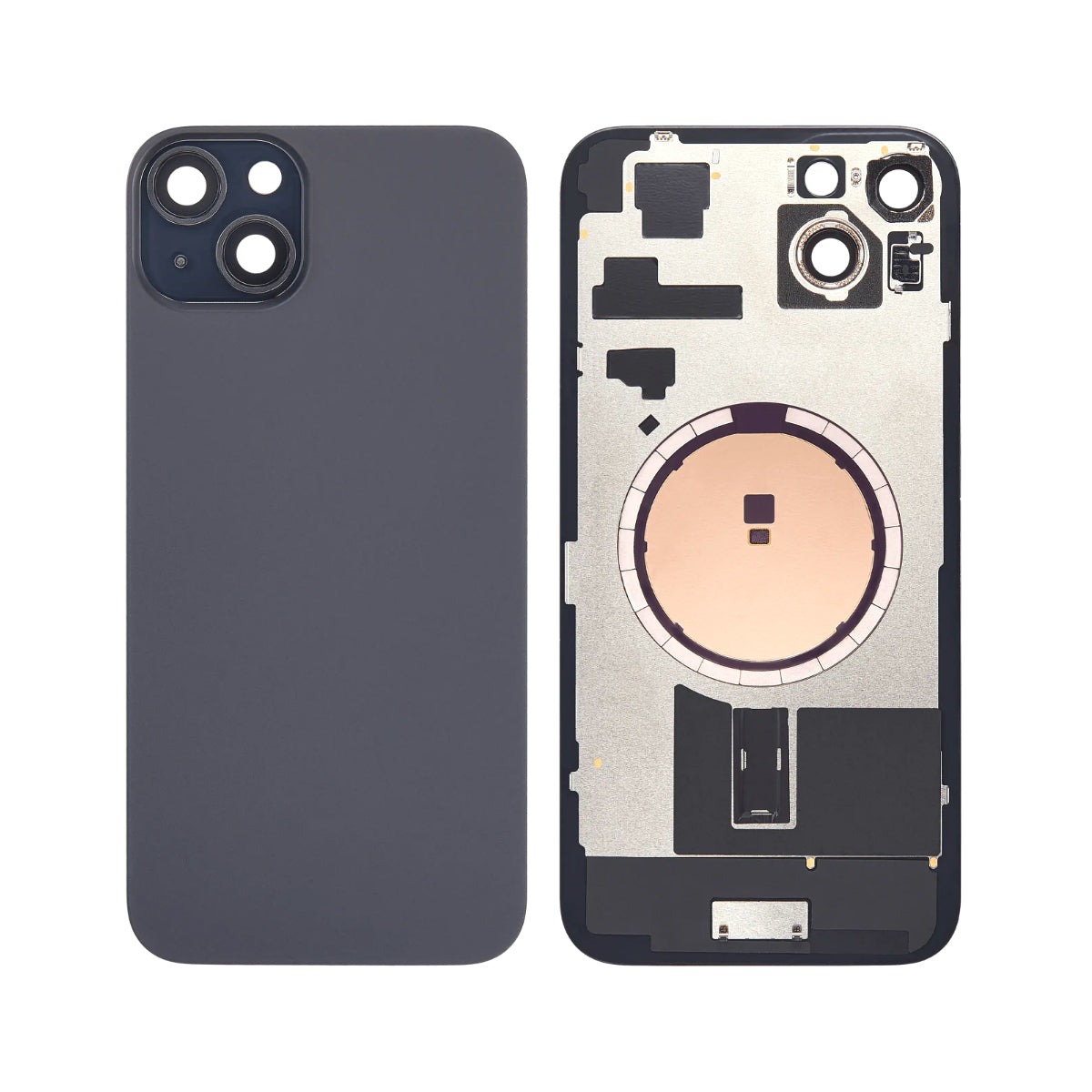 Coque arrière en verre avec plaque en acier et aimant préinstallés, compatible avec iPhone 15 Plus