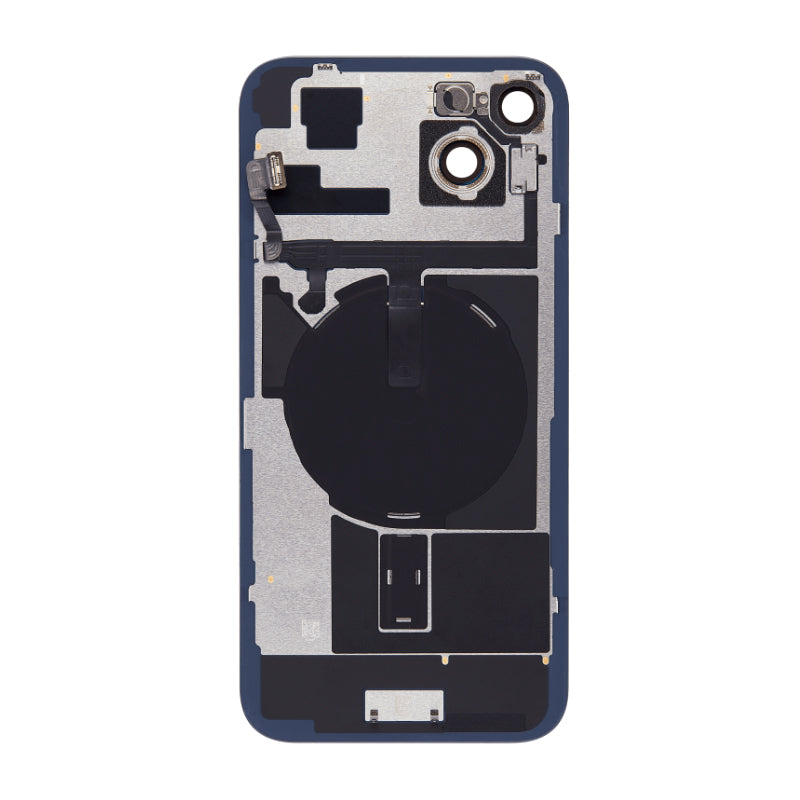 Coque arrière en verre avec grand trou pour appareil photo, avec bobine de charge sans fil et aimant, compatible avec iPhone 15 Plus
