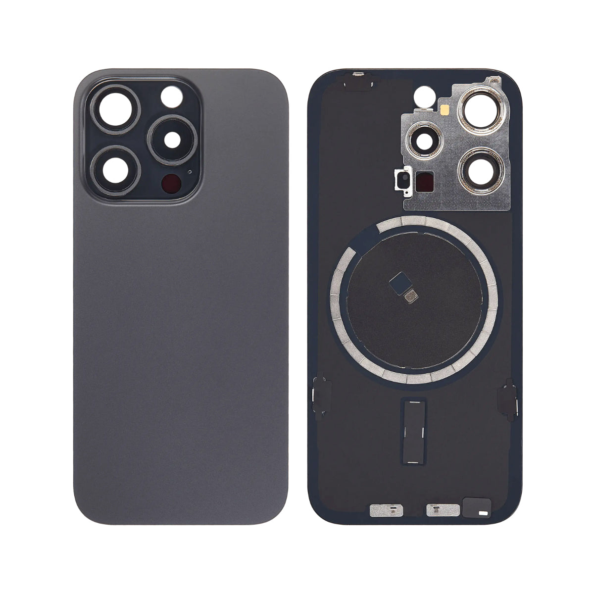 Coque arrière en verre avec plaque en acier et aimant préinstallés, compatible avec iPhone 15 Pro