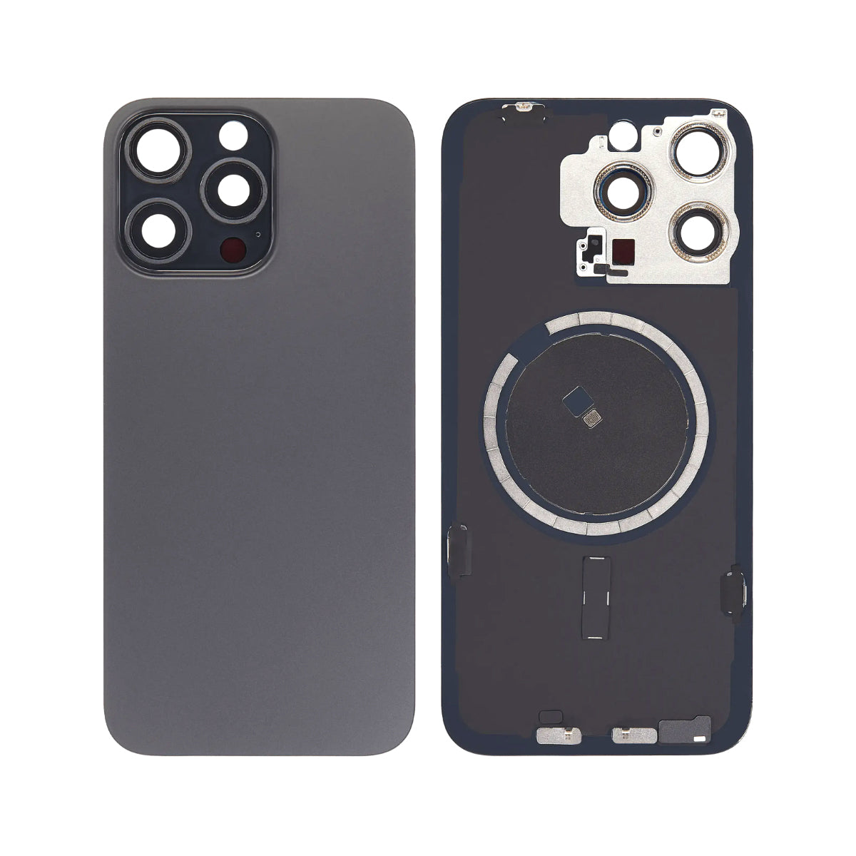 Coque arrière en verre avec plaque en acier et aimant préinstallés, compatible avec iPhone 15 Pro Max