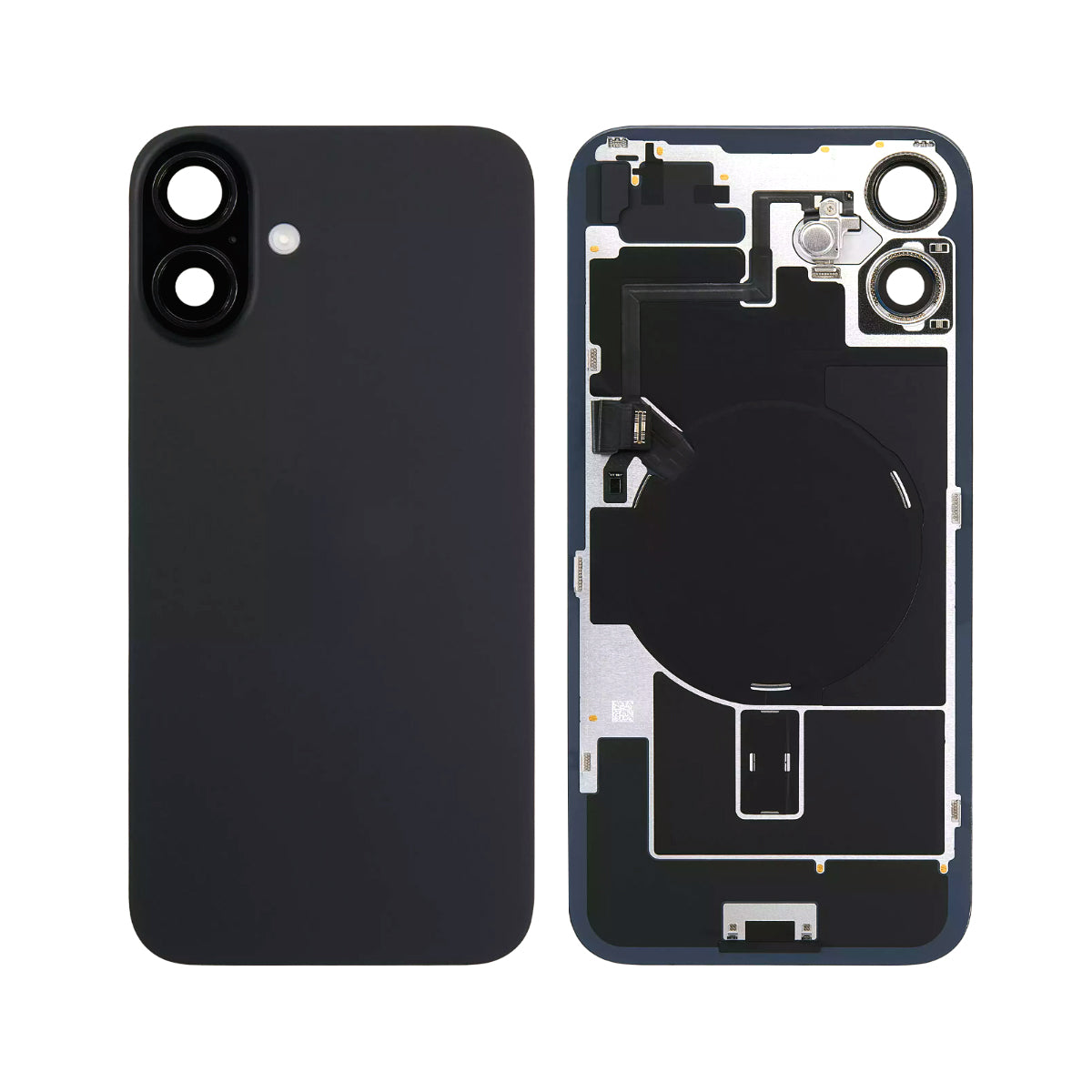 Coque arrière et plaque en acier avec aimant de charge sans fil et câble flexible pour lampe de poche compatible avec iPhone 16