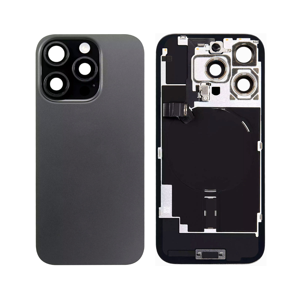 Coque arrière et plaque en acier avec aimant de charge sans fil et câble flexible pour lampe de poche compatible avec iPhone 16 Pro
