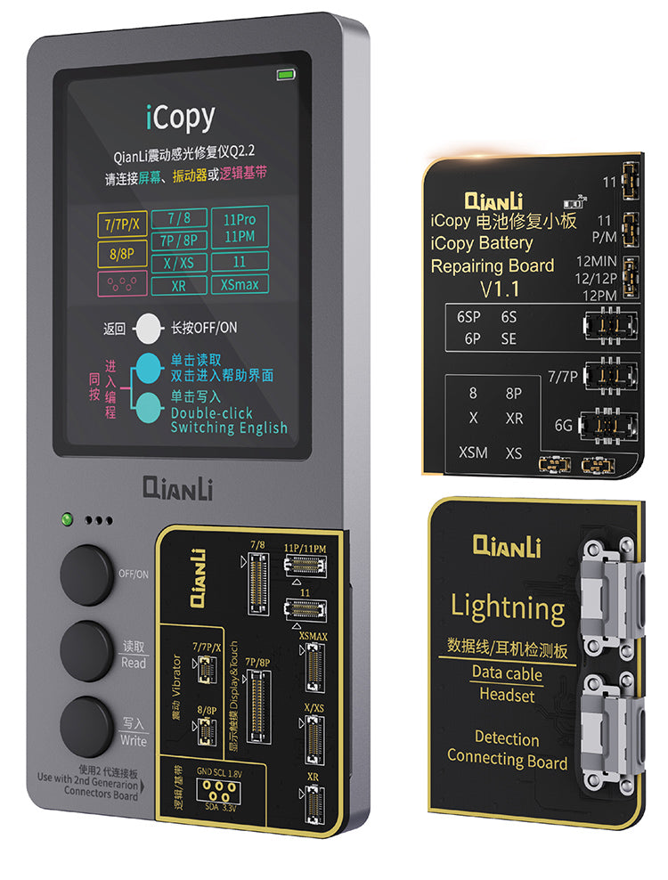 Qianli iCopy Plus 2.2v with Battery Testing LCD Vibrator Transfer EEPROM Programmer With 3 Boards