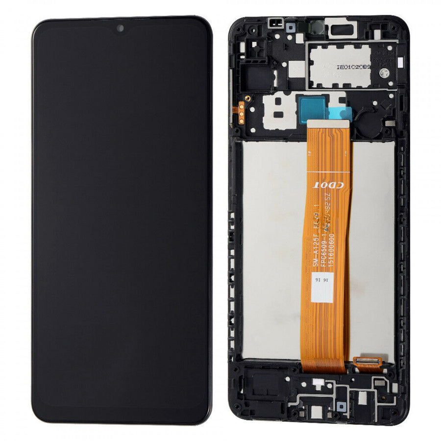 Écran LCD et assemblage de cadre de numériseur Compatible pour Samsung Galaxy A12 (remis à neuf) A125 A125W