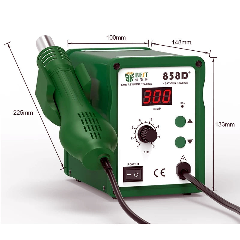 BST-858D+ High Quality Soldering Desoldering Hot Air Gun Rework Station For Mobile Repair 110V