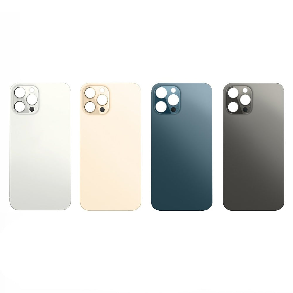 Coque arrière en verre arrière grand trou de caméra compatible pour iPhone 12 Pro Max
