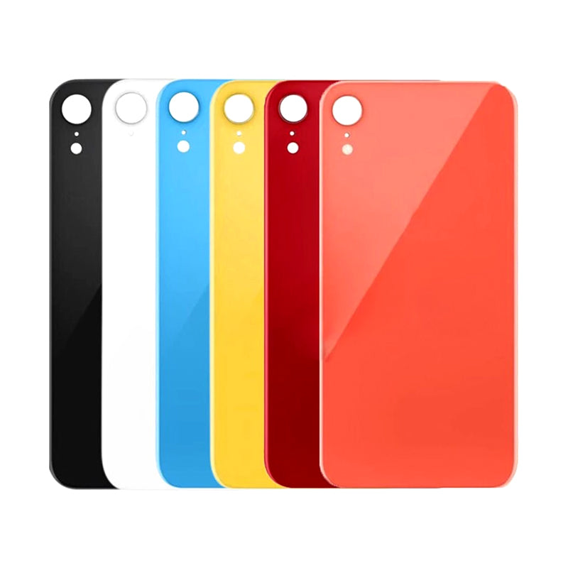 Coque arrière en verre arrière grand trou de caméra compatible pour iPhone XR