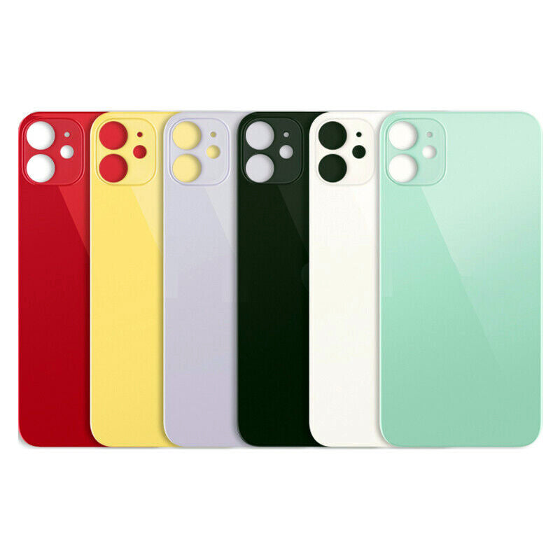 Coque arrière en verre arrière grand trou de caméra compatible pour iPhone 11