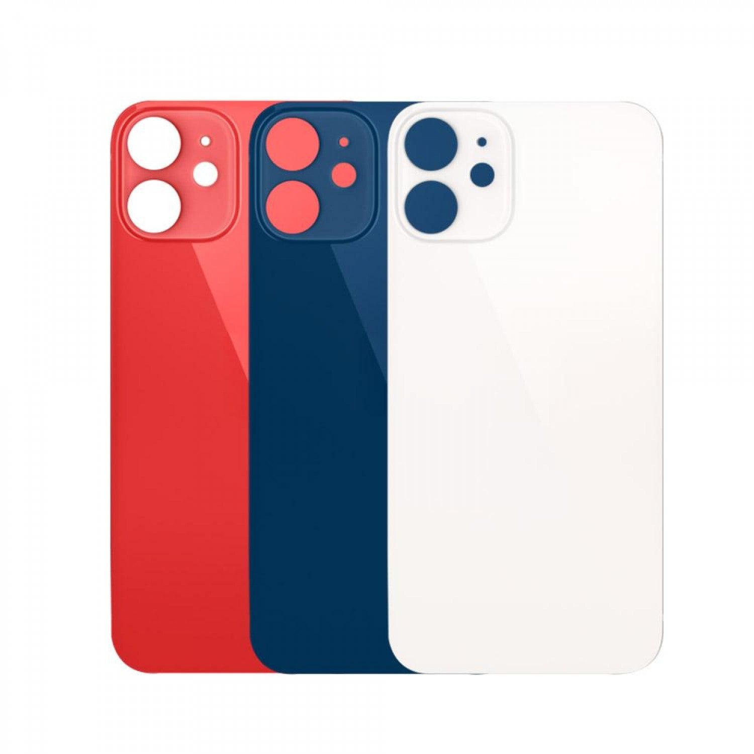 Coque arrière en verre arrière grand trou de caméra compatible pour iPhone 12