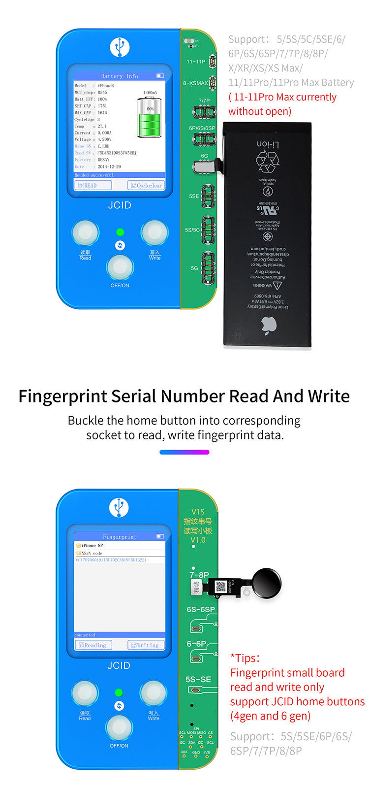 JCID V1SE WIFI Capteur de lumière de proximité pour téléphone portable et programmateur de lecture de codes d'affichage True Tone