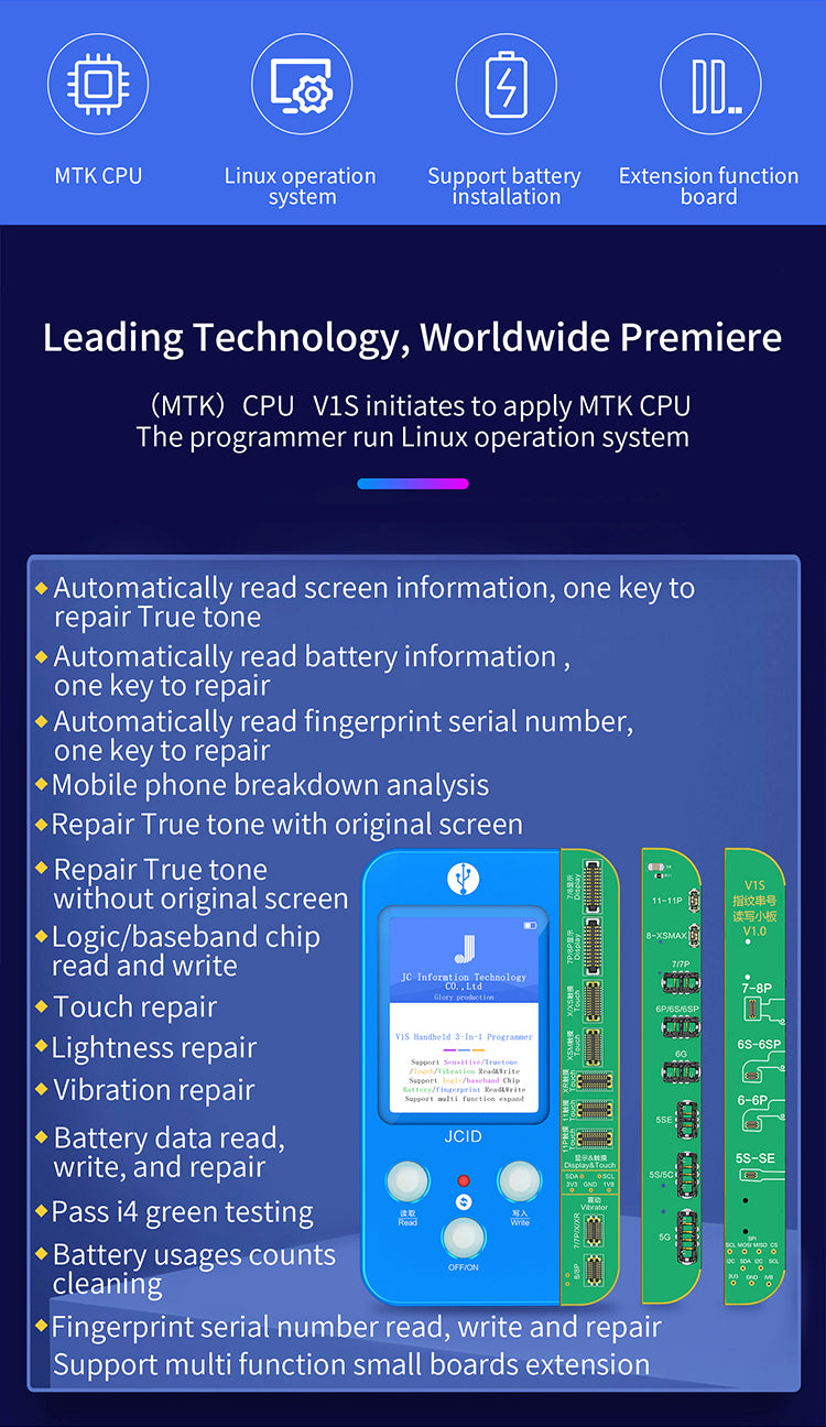 JCID V1SE WIFI Capteur de lumière de proximité pour téléphone portable et programmateur de lecture de codes d'affichage True Tone
