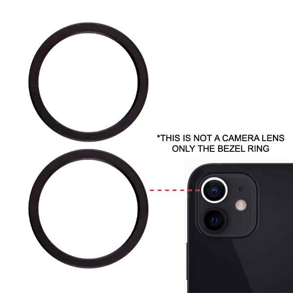 Anneau de lunette de caméra arrière uniquement compatible avec iPhone 11, 12 et 12 Mini (ensemble de 2 pièces) (lot de 10)