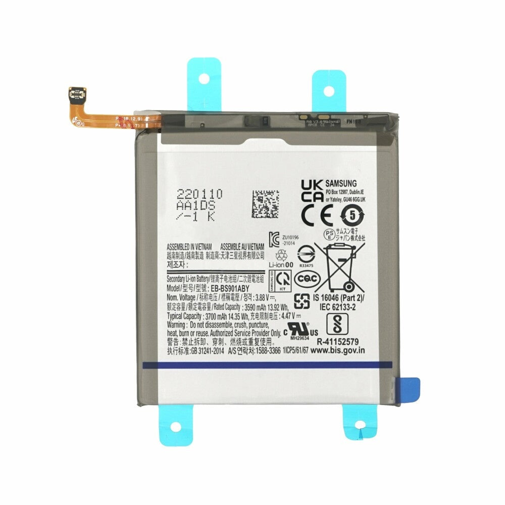 Batterie de remplacement compatible pour Samsung Galaxy S22 5G EB-BS901ABY (certifiée)